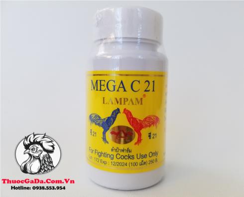 Thuốc Gà Đá MEGA C21 - LAMPAM Cung Cấp Protetin Giúp Chắc Xương, Tăng Cơ Bắp - Hủ 100 Viên