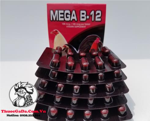Thuốc Nuôi Gà Đá MEGA B12 Tăng Nước Máu Giúp Chiến Kê Sung Mãn, Mau Tới Đá - 5 Vỉ x 10 Viên