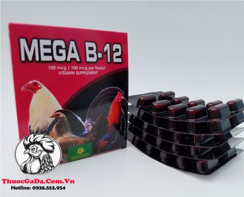 Thuốc Nuôi Gà Đá MEGA B12 Tăng Nước Máu Giúp Chiến Kê Sung Mãn, Mau Tới Đá - Hộp 100 Viên